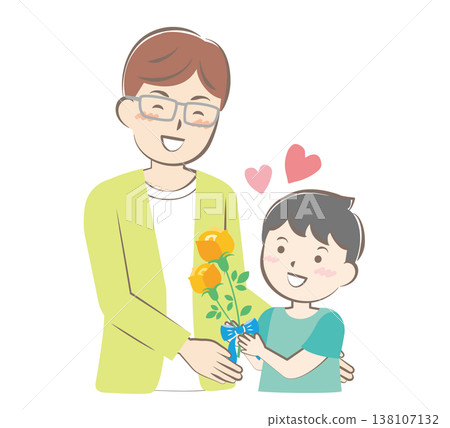 A boy gives roses to his father on Father's Day A boy gives roses to his father on Father's Day 138107132