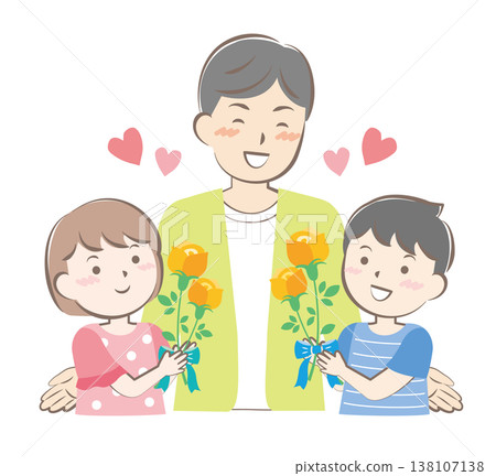 A boy and a girl giving each other roses on Father's Day 138107138