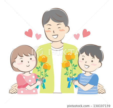 A boy and a girl giving each other roses on Father's Day 138107139