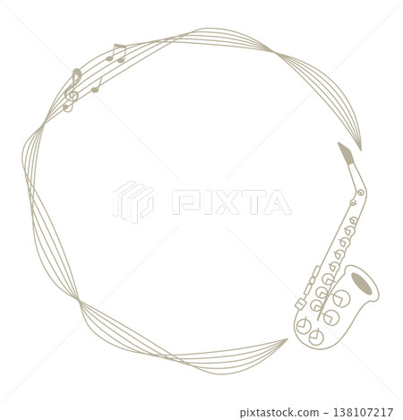 Circular frame with musical notes and instruments - Simple music design material (alto saxophone) 138107217