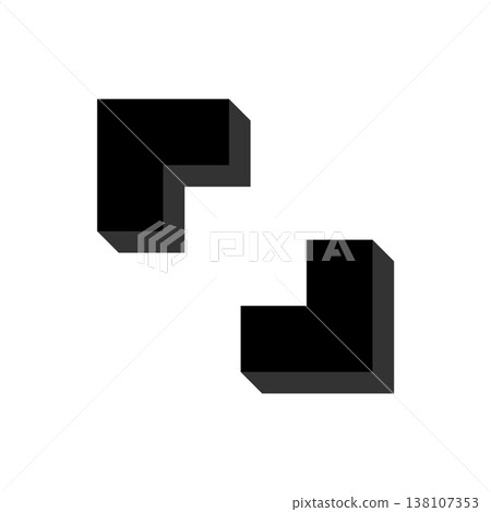 L-shaped 3D geometric icon parts set L-shaped 3D geometric icon parts set 138107353