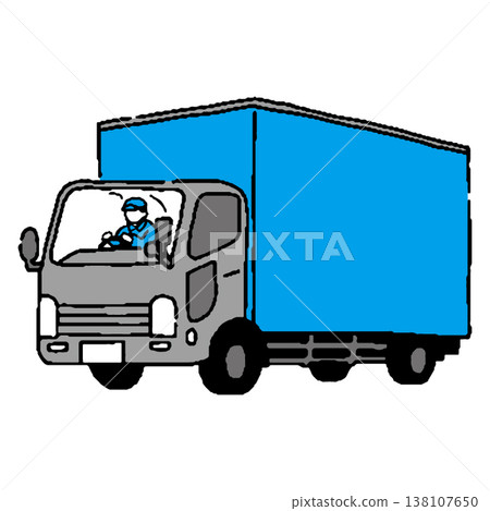 A person in work clothes driving a truck A person in work clothes driving a truck 138107650