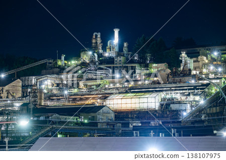 A massive factory night view spread across a hillside (Annaka City, Gunma Prefecture) A massive factory night view spread across a hillside (Annaka City, Gunma Prefecture) 138107975