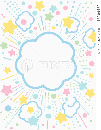 Cute cloud-shaped frame and star-themed pop kids background 138109425