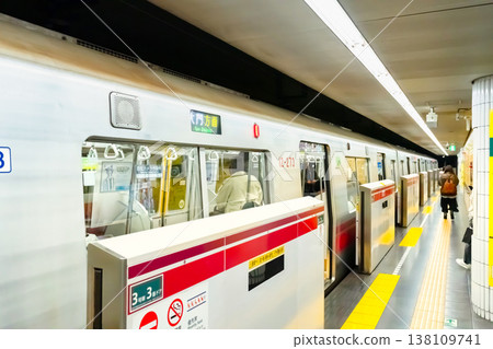 A view of a Toei Oedo Line train and platform. 138109741
