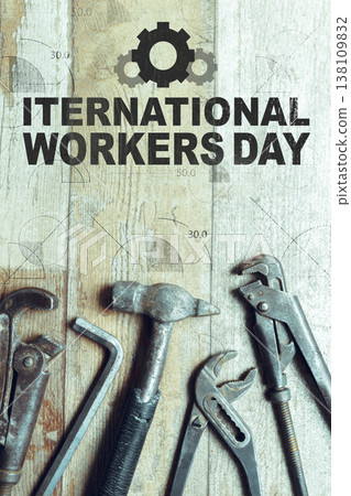 International Workers Day celebration on May 1 with tools displayed International Workers Day celebration on May 1 with tools displayed 138109832