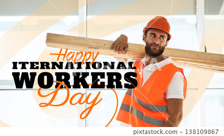 International Workers Day celebration on May 1 with a construction worker 138109867