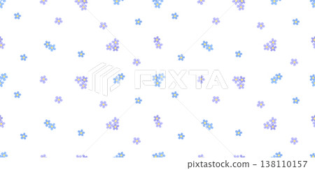 Seamless pattern with delicate forget-me-not flowers. Vector illustration wildflowers. Natural floral background. Seamless pattern with delicate forget-me-not flowers. Vector illustration wildflowers. Natural floral background. 138110157