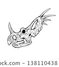 Styracosaurus skull fossil (monochrome) 138110438