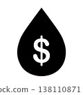 Oil drop with dollar symbol isolated on transparent background. Black oil money concept. Vector 138110871