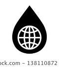 Oil drop with globe icon isolated on transparent background. Global oil concept. Vector 138110872