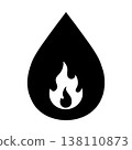 Oil drop with flame icon isolated on transparent background. Oil fire concept. PNG. Vector 138110873