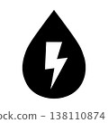 Oil drop with lightning icon isolated on transparent background. Energy power concept. Vector 138110874
