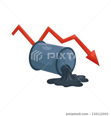 Illustration of oil spill with a downward arrow 138112043