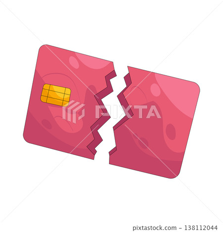 Illustration of broken credit card Illustration of broken credit card 138112044