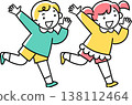 A running girl and a boy 138112464