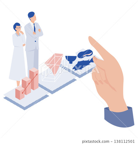 分析和檢查醫學統計圖表和膳食營養數據的專業人員的等距插圖。 分析和檢查醫學統計圖表和膳食營養數據的專業人員的等距插圖。 138112501