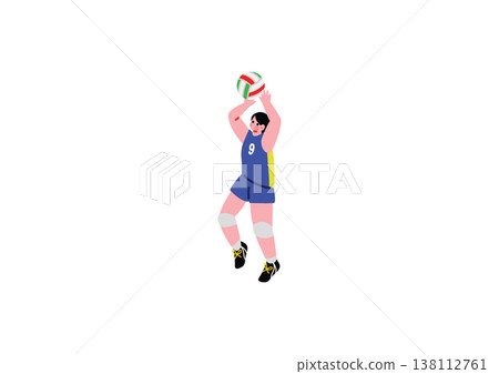 一幅女排運動員二傳的插畫。 一幅女排運動員二傳的插畫。 138112761