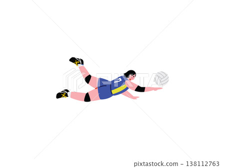 女排球選手撿球的插圖。 女排球選手撿球的插圖。 138112763