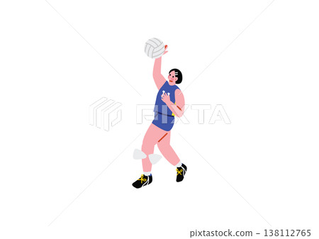 Illustration of a female volleyball player serving. 138112765