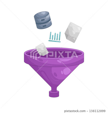 Illustration of database funnel Illustration of database funnel 138112899