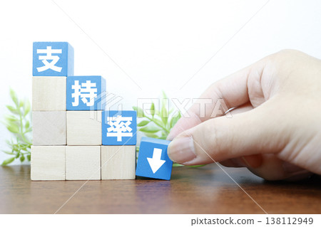 A blue block image representing a descending staircase, indicating a decline in approval ratings. A blue block image representing a descending staircase, indicating a decline in approval ratings. 138112949