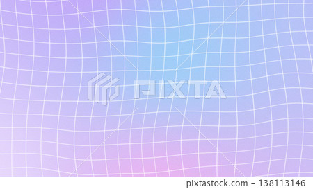 A fantastical background featuring a gradient of light blue, purple, and pink, with a white, swirling grid. 138113146