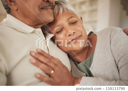 Face, senior woman or hug man in home for love, care and calm together for romance, retirement or marriage. Elderly couple embrace in loyalty, commitment or relax to support partner, trust or comfort Face, senior woman or hug man in home for love, care and calm together for romance, retirement or marriage. Elderly couple embrace in loyalty, commitment or relax to support partner, trust or comfort 138113790