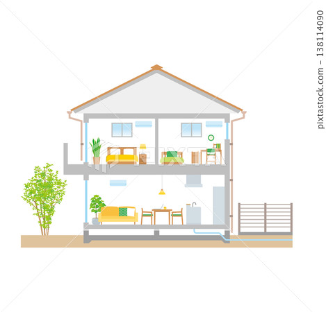 獨立式住宅橫斷面示意圖 138114090