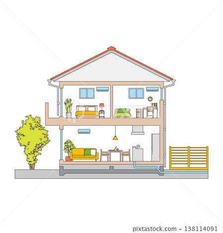 獨立式住宅橫斷面示意圖 138114091