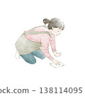 Woman wiping the floor 138114095