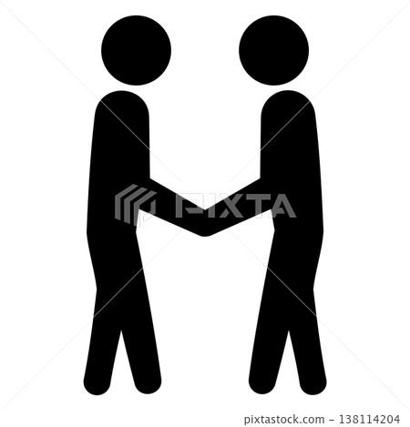 A handshake icon representing an equal partnership and agreement (monochrome silhouette, contract signing, matching, trust) A handshake icon representing an equal partnership and agreement (monochrome silhouette, contract signing, matching, trust) 138114204