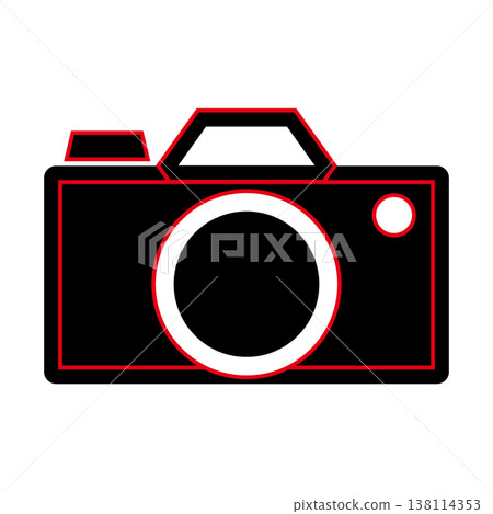 Flat design camera icon illustration (black base with accent color) 138114353