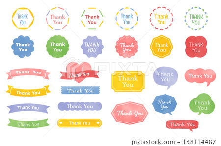 Watercolor-style Thank You Logo Set: Circles, Ribbons, and Speech Bubbles - Natural Watercolor-Style Gratitude Design Watercolor-style Thank You Logo Set: Circles, Ribbons, and Speech Bubbles - Natural Watercolor-Style Gratitude Design 138114487