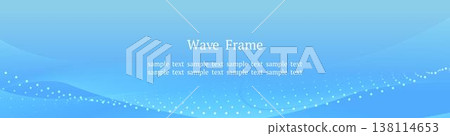 Simple background with waves and dotted lines, blue gradient, bottom-positioned web banner. 138114653