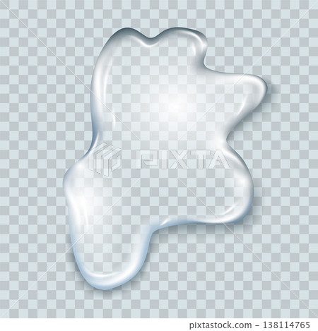 Water spill puddle. Blue liquid shape in flat cartoon style. Clean fluid drop design element isolated on white background Water spill puddle. Blue liquid shape in flat cartoon style. Clean fluid drop design element isolated on white background 138114765
