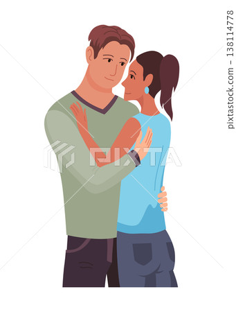 People hugging together with isolated compositions of doodle people embracing each other on blank background vector illustration People hugging together with isolated compositions of doodle people embracing each other on blank background vector illustration 138114778