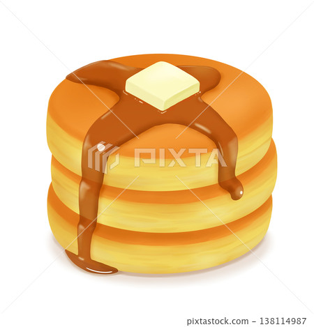 Hotcakes (pancakes) with butter and maple syrup Hotcakes (pancakes) with butter and maple syrup 138114987