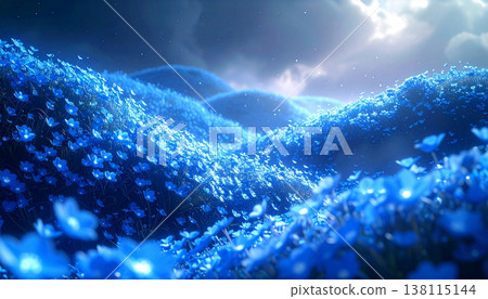 一片靜謐而神秘的粉蝶花田 138115144