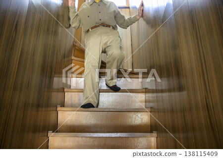 Staircase handrail before installation (before and after images) Staircase handrail before installation (before and after images) 138115409