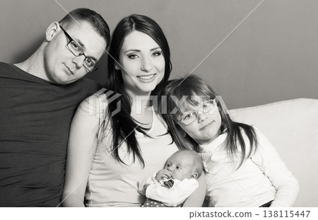 Family with newborn baby girl portrait 138115447