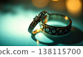 Elegant duo of jewelry rings in airy soft light. Minimal luxury and timeless aesthetic. 138115700