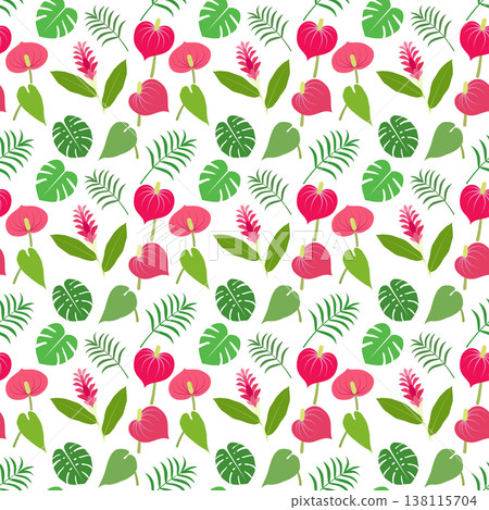 Colorful tropical plant seamless pattern 138115704
