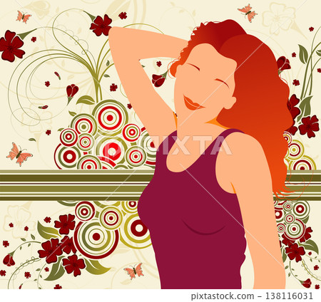Abstract floral chaos with girl Abstract floral chaos with girl 138116031