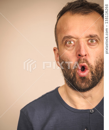 Astonished shocked adult man Astonished shocked adult man 138116268