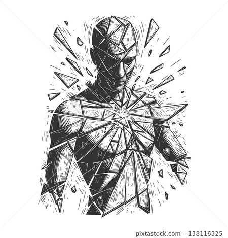 Shattering Glass Human Figure Explosion Concept 138116325