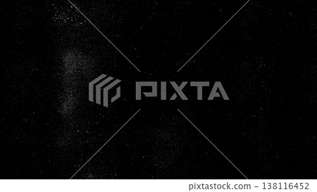 A grunge texture with white dust and noise on a black background (for overlay). 138116452