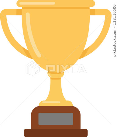 Shiny golden trophy cup with stand, the first prize design element. 138116506