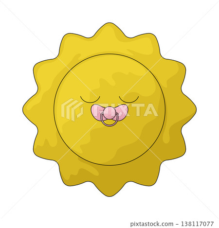 Illustration of Sun with pacifier Illustration of Sun with pacifier 138117077