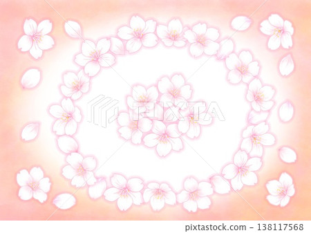 櫻花材料_橢圓形_中心有一束櫻花_紅色背景 櫻花材料_橢圓形_中心有一束櫻花_紅色背景 138117568